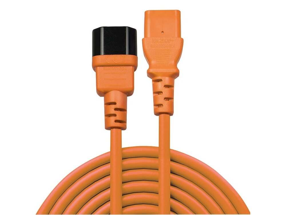 CABLE POWER IEC EXTENSION 2M/ORANGE 30475 LINDY 1