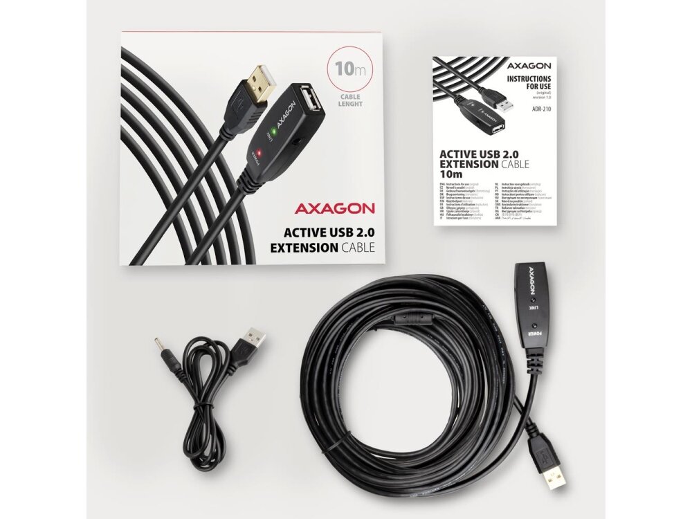 CABLE USB2.0 A-M/A-F ACTIVE/10M ADR-210 AXAGON 2