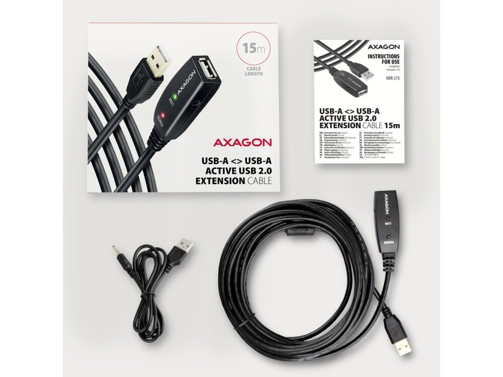 CABLE USB2.0 A-M/A-F ACTIVE/15M ADR-215 AXAGON 2 CABLE USB2.0 A-M/A-F ACTIVE/15M ADR-215 AXAGON 2