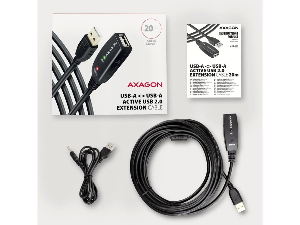 CABLE USB2.0 A-M/A-F ACTIVE/20M ADR-220 AXAGON 2