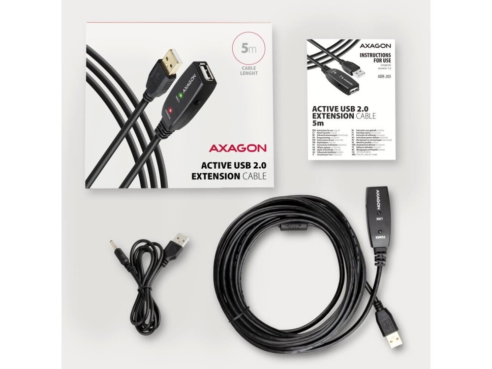CABLE USB2.0 A-M/A-F ACTIVE/5M ADR-205 AXAGON 2