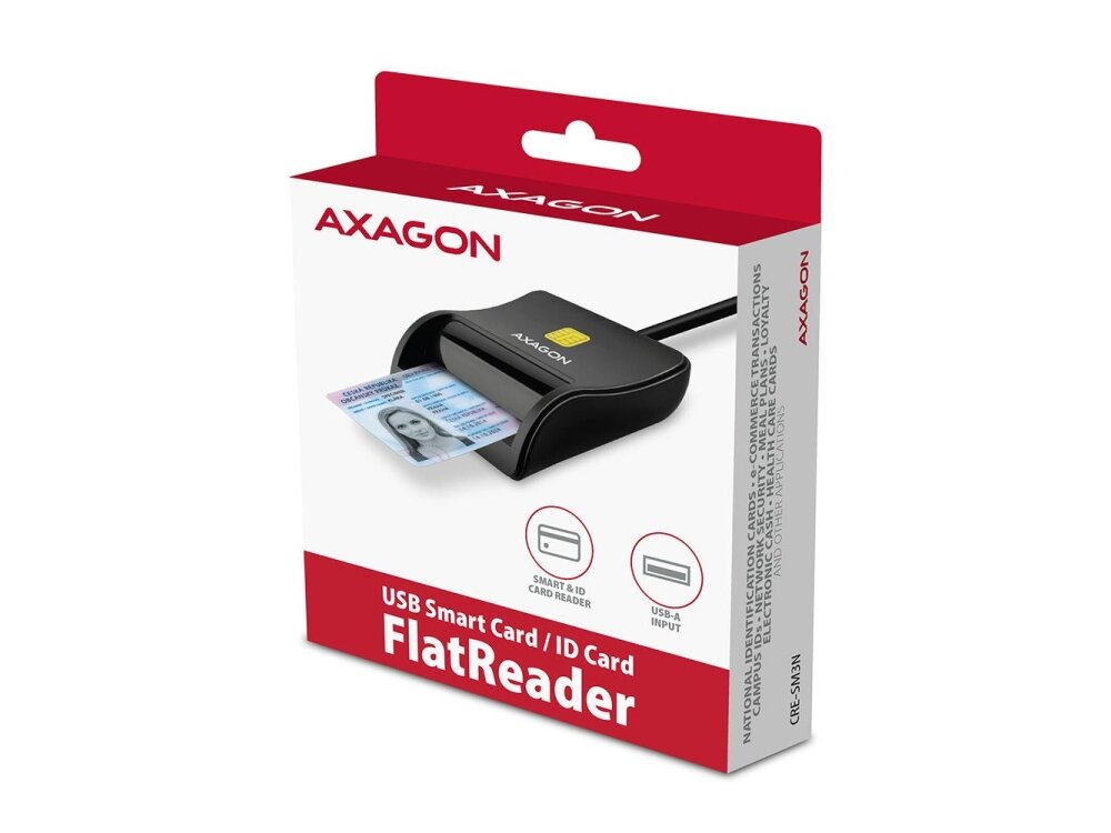 CARD READER FLAT SMARTCARD/USB2.0 1.3M CRE-SM3N AXAGON 1