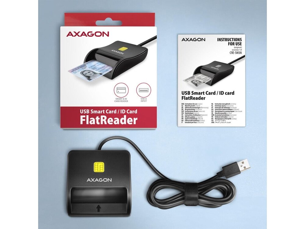 CARD READER FLAT SMARTCARD/USB2.0 1.3M CRE-SM3N AXAGON 2
