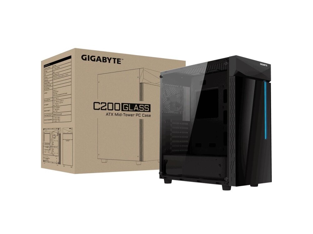 Case|GIGABYTE|C200 GLASS|MidiTower|Not included|ATX|MicroATX|MiniITX|Colour Black|GB-C200G 3 Case|GIGABYTE|C200 GLASS|MidiTower|Not included|ATX|MicroATX|MiniITX|Colour Black|GB-C200G 3