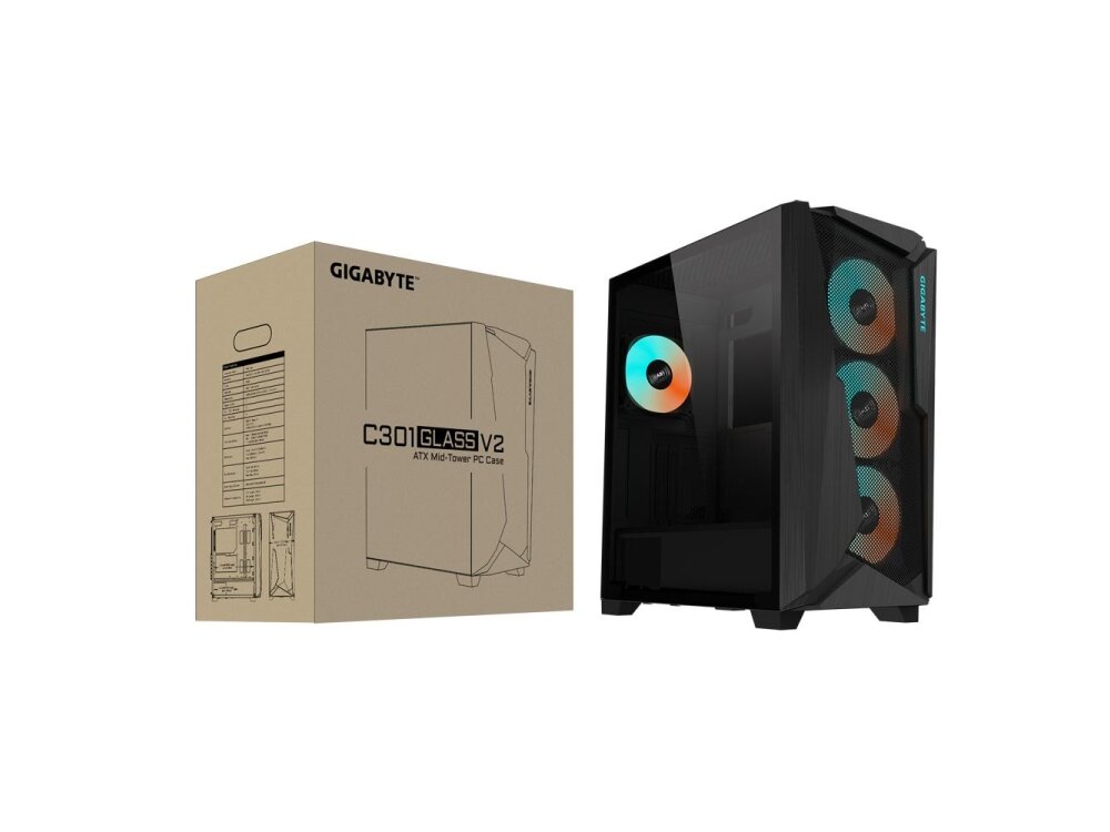 Case|GIGABYTE|C301G V2 BLACK|MidiTower|Case product features Transparent panel|Not included|ATX|EATX|MicroATX|MiniITX|Colour Black|C301GV2 6 Case|GIGABYTE|C301G V2 BLACK|MidiTower|Case product features Transparent panel|Not included|ATX|EATX|MicroATX|MiniITX|Colour Black|C301GV2 6