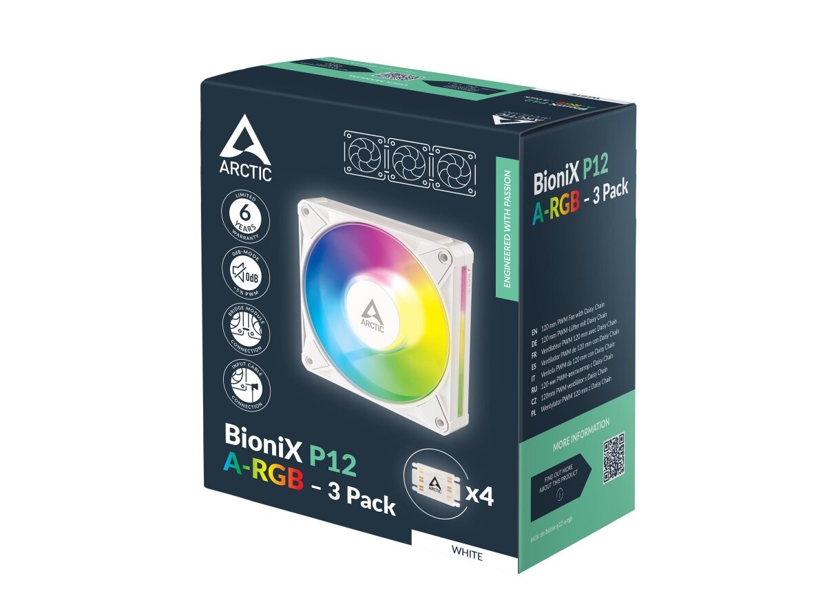 CASE FAN 120MM BIONIX P12 ARGB/3-PACK WHT ACFAN00338A ARCTIC 9 CASE FAN 120MM BIONIX P12 ARGB/3-PACK WHT ACFAN00338A ARCTIC 9