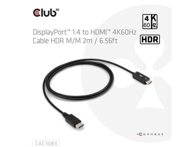 CABLE DP TO HDMI 2M/CAC-1083 CLUB3D