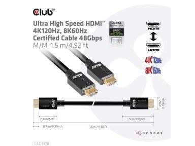 CABLE HDMI TO HDMI 1.5M/M/M CAC-1370 CLUB3D