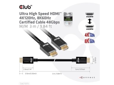 CABLE HDMI TO HDMI 3M/M/M CAC-1373 CLUB3D
