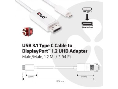 CABLE USB-C TO DP 1.2M/M/M CAC-1517 CLUB3D