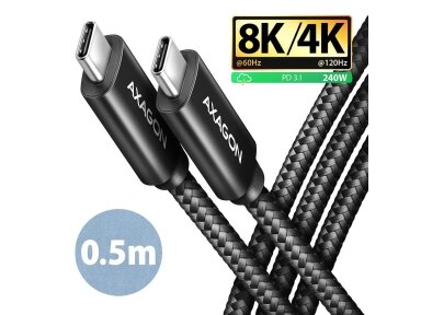 CABLE USB-C TO USB-C 0.5M 240W/8K BLACK BUCM4X-CM05AB AXAGON