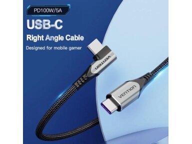 CABLE USB-C TO USB-C R.ANGLE/1M GRAY TAKHF VENTION