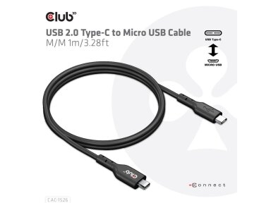 CABLE USB TO MICRO USB 1M/M/M CAC-1526 CLUB3D