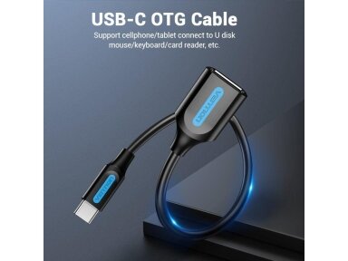 CABLE USB2.0C MALE TO A FEMALE/0.15M BLACK CCSBB VENTION