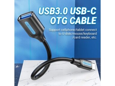 CABLE USB3.1C MALE TO A FEMALE/0.15M BLACK CCVBB VENTION