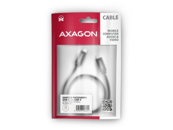 CABLE USB-C TO USB-C 1.5M 240W/BRAID BLK BUCM2-CM15AB AXAGON 1