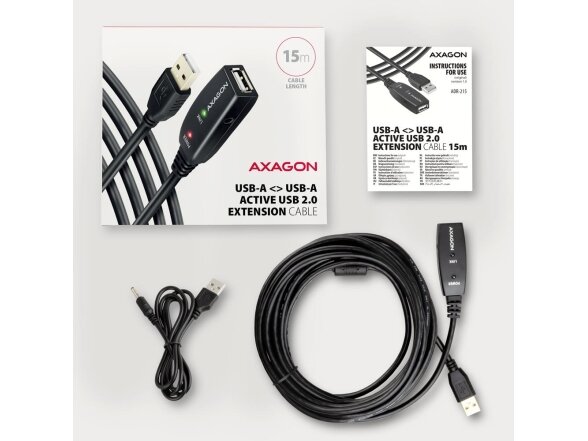 CABLE USB2.0 A-M/A-F ACTIVE/15M ADR-215 AXAGON 2