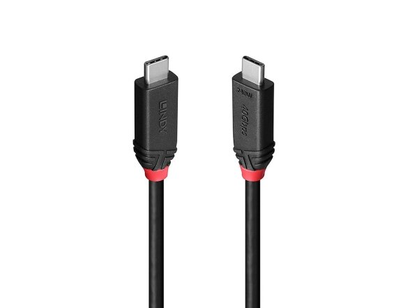 CABLE USB4 240W TYPE C 1M/BLACK LINE 37001 LINDY CABLE USB4 240W TYPE C 1M/BLACK LINE 37001 LINDY