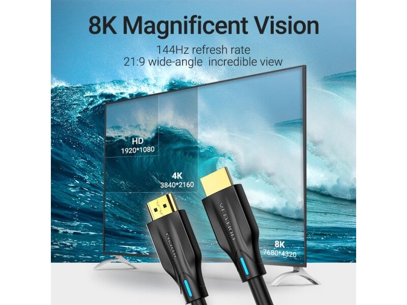 CABLE HDMI 8K/3M BLACK AANBI VENTION 2