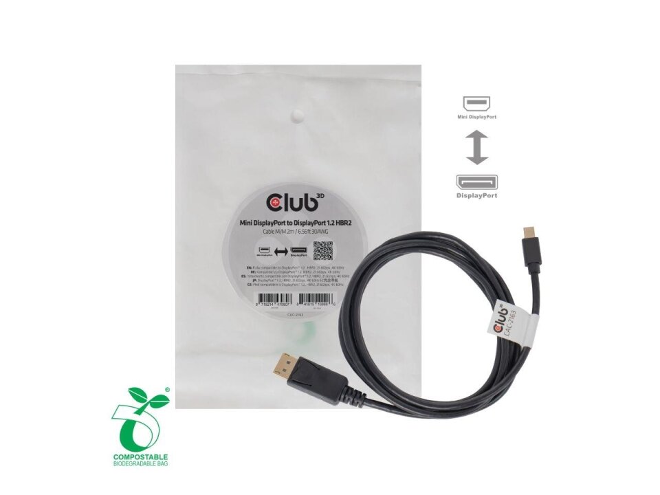 CABLE MINI DP TO DP 2M/M/M CAC-2163 CLUB3D 2