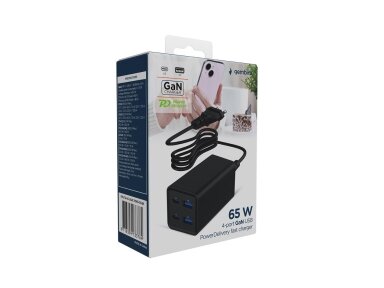 CHARGER USB UNIVERSAL 4P 65W/TA-UC-2A2C-PD65-01-BK GEMBIRD