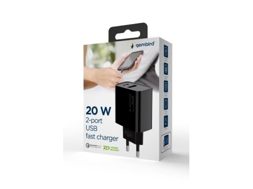 CHARGER USB UNIVERSAL QC3.0/TA-UC-PDQC20-01-BK GEMBIRD 3