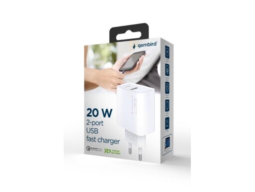 CHARGER USB UNIVERSAL QC3.0/TA-UC-PDQC20-01-W GEMBIRD 3