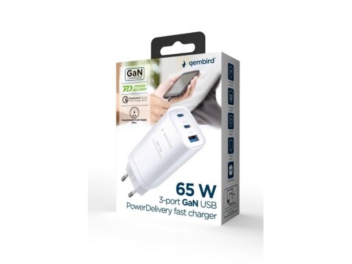 CHARGER USB UNIVERSAL QC3.0/TA-UC-PDQC65-01-W GEMBIRD 2 CHARGER USB UNIVERSAL QC3.0/TA-UC-PDQC65-01-W GEMBIRD 2