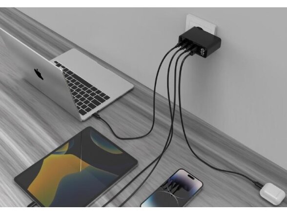 CHARGER USB 100W 4PORT GAN/TA-UC-PDQC100LCD-01-BK GEMBIRD 4