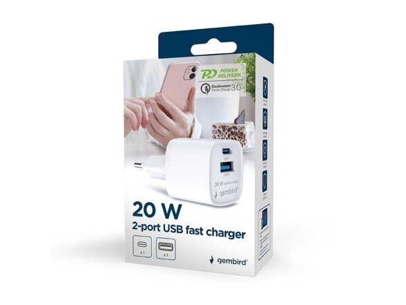 CHARGER USB 20W 2PORT/TA-UC-PDQC20-W-01 GEMBIRD 4