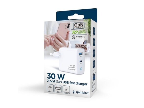 CHARGER USB 30W 2PORT/TA-UC-PDQC30L-W-01 GEMBIRD 3