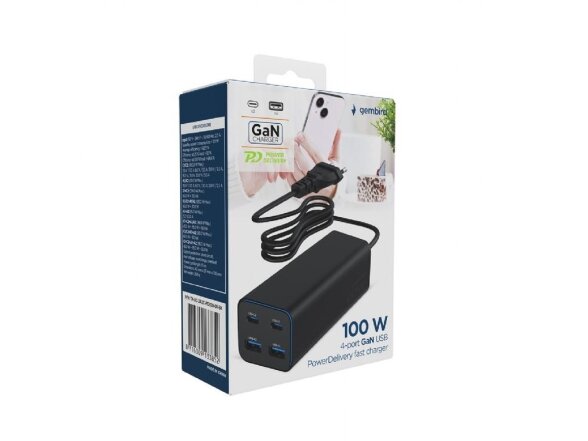 CHARGER USB UNIVERSAL 4P 100W/TA-UC-2A2C-PD100-01-BK GEMBIRD 3 CHARGER USB UNIVERSAL 4P 100W/TA-UC-2A2C-PD100-01-BK GEMBIRD 3