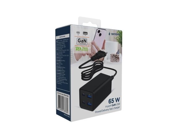 CHARGER USB UNIVERSAL 4P 65W/TA-UC-2A2C-PD65-01-BK GEMBIRD 1 CHARGER USB UNIVERSAL 4P 65W/TA-UC-2A2C-PD65-01-BK GEMBIRD 1