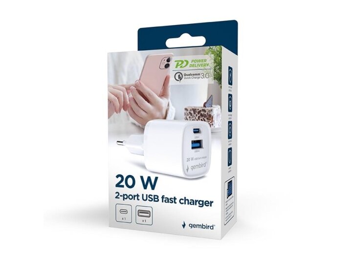 CHARGER USB 20W 2PORT/TA-UC-PDQC20-W-01 GEMBIRD 4 CHARGER USB 20W 2PORT/TA-UC-PDQC20-W-01 GEMBIRD 4