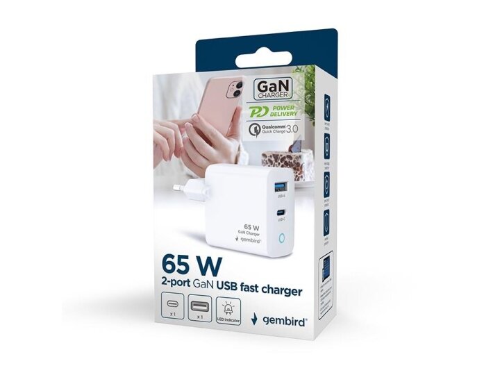 CHARGER USB 65W 2PORT/TA-UC-PDQC65L-W-01 GEMBIRD 3 CHARGER USB 65W 2PORT/TA-UC-PDQC65L-W-01 GEMBIRD 3