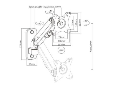 DISPLAY ACC MOUNTING ARM 27"/MA-WA1-01 GEMBIRD