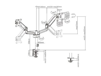 DISPLAY ACC MOUNTING ARM/17-32" MA-DA2P-01 GEMBIRD