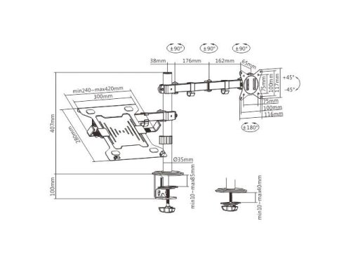 DISPLAY ACC MOUNTING ARM/NB TRAY MA-DA-03 GEMBIRD 1