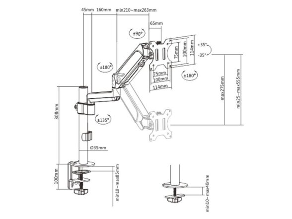DISPLAY ACC MOUNTING ARM/17-32" MA-DA1P-01 GEMBIRD 1