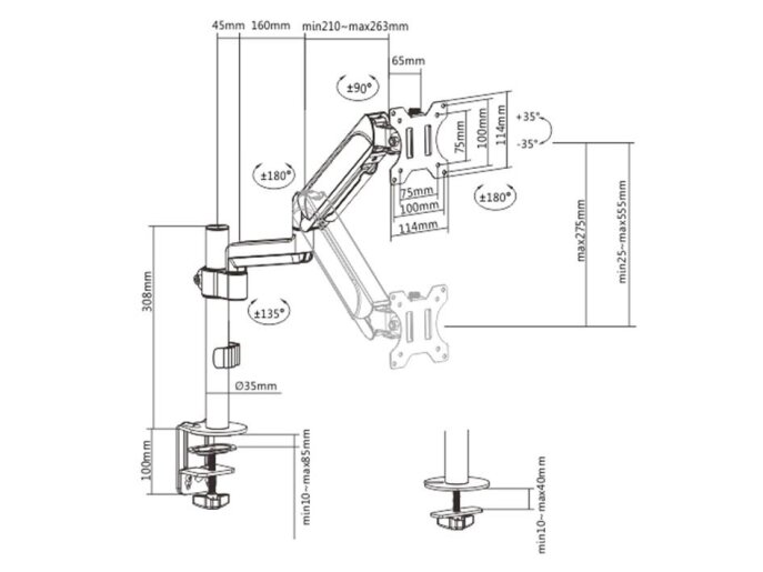 DISPLAY ACC MOUNTING ARM/17-32" MA-DA1P-01 GEMBIRD 1