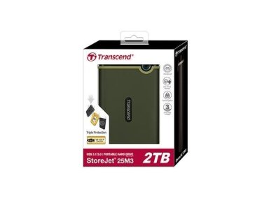External HDD|TRANSCEND|StoreJet|2TB|USB 3.0|Colour Green|TS2TSJ25M3G