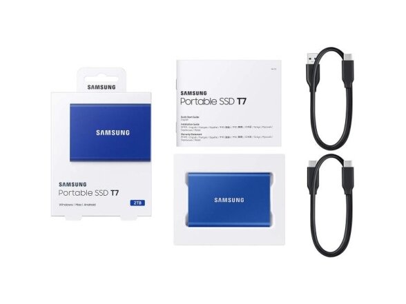 External SSD|SAMSUNG|T7|1TB|USB 3.2|Write speed 1000 MBytes/sec|Read speed 1050 MBytes/sec|MU-PC1T0H/WW 6