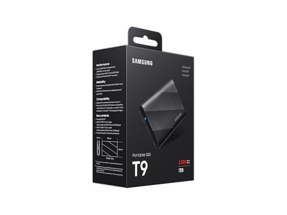 External SSD|SAMSUNG|T9|1TB|USB 3.2|Write speed 1950 MBytes/sec|Read speed 2000 MBytes/sec|MU-PG1T0B/EU 5 External SSD|SAMSUNG|T9|1TB|USB 3.2|Write speed 1950 MBytes/sec|Read speed 2000 MBytes/sec|MU-PG1T0B/EU 5