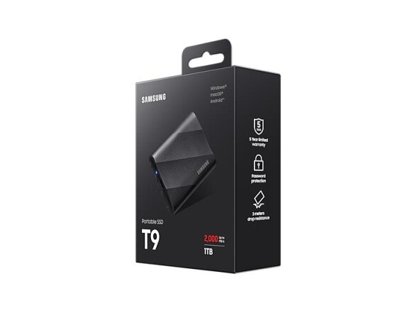 External SSD|SAMSUNG|T9|1TB|USB 3.2|Write speed 1950 MBytes/sec|Read speed 2000 MBytes/sec|MU-PG1T0B/EU 6