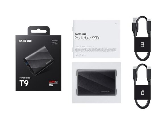 External SSD|SAMSUNG|T9|1TB|USB 3.2|Write speed 1950 MBytes/sec|Read speed 2000 MBytes/sec|MU-PG1T0B/EU 7 External SSD|SAMSUNG|T9|1TB|USB 3.2|Write speed 1950 MBytes/sec|Read speed 2000 MBytes/sec|MU-PG1T0B/EU 7
