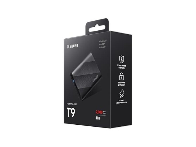 External SSD|SAMSUNG|T9|1TB|USB 3.2|Write speed 1950 MBytes/sec|Read speed 2000 MBytes/sec|MU-PG1T0B/EU 6
