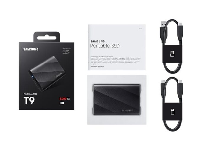 External SSD|SAMSUNG|T9|1TB|USB 3.2|Write speed 1950 MBytes/sec|Read speed 2000 MBytes/sec|MU-PG1T0B/EU 7