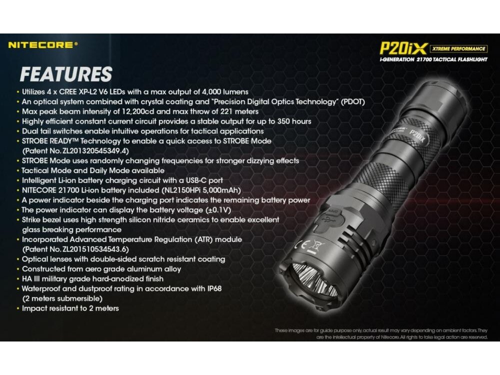 FLASHLIGHT PRECISE SERIES/4000 LUMENS P20IX NITECORE 5