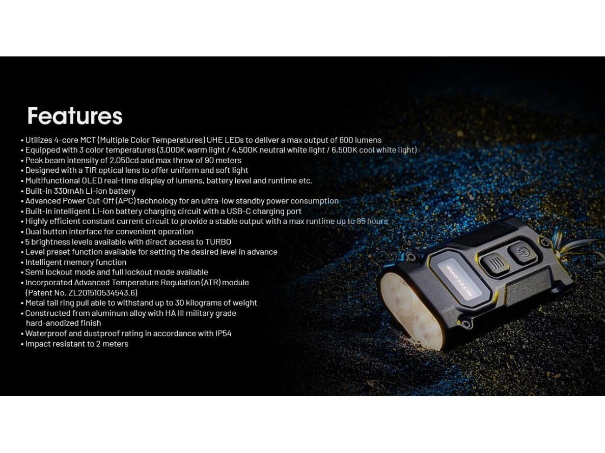 FLASHLIGHT T SERIES 600 LUMENS/TINI3 NITECORE 15