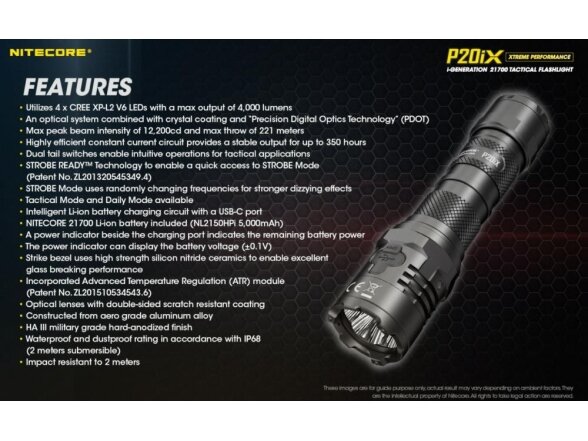 FLASHLIGHT PRECISE SERIES/4000 LUMENS P20IX NITECORE 5 FLASHLIGHT PRECISE SERIES/4000 LUMENS P20IX NITECORE 5